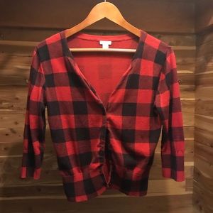 Red and black plaid sweater